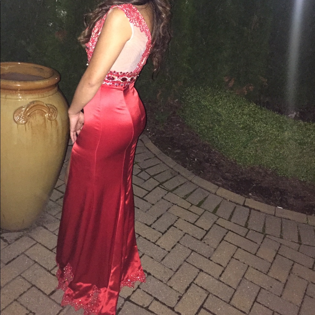 Prom Dress !!! Lebanese Designer Dress Red Satin